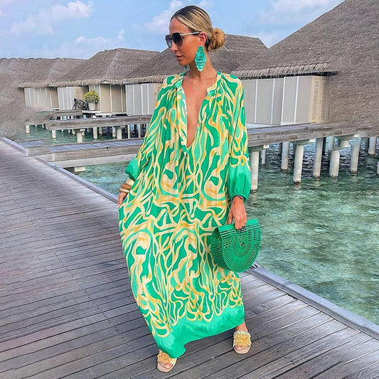 Boho jurk dames – Elegante bohemian jurk met bloemenprint voor zomer en feest