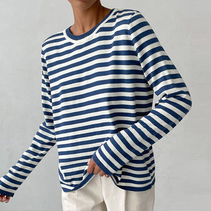 Gestreept dames top – Langarmige blouse met trendy strepen voor casual stijl