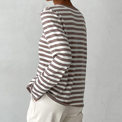 Gestreept dames top – Langarmige blouse met trendy strepen voor casual stijl