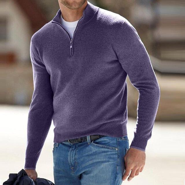 Merino V-hals trui met rits – Dames trui van 100% merinowol, stijlvol en warm