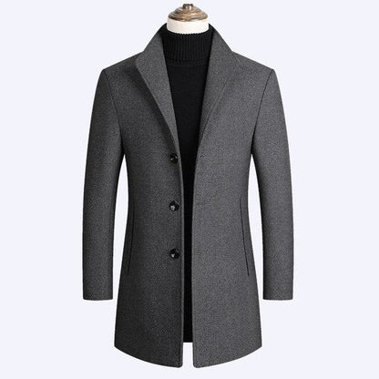 Lange Mantel Heren – Stijlvolle Winterjas van Wol met Capuchon en Zakken