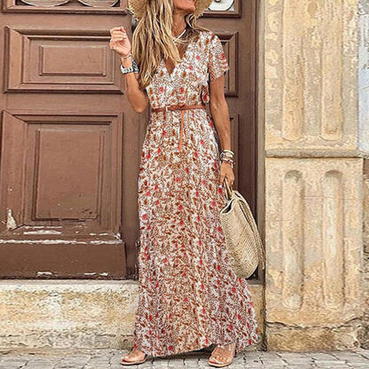 Boho Jurk Dames – Elegante Lange Jurk met Vloeiende Snit voor Zomer