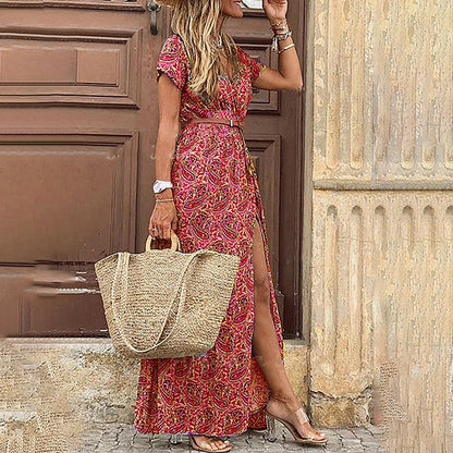 Boho Jurk Dames – Elegante Lange Jurk met Vloeiende Snit voor Zomer