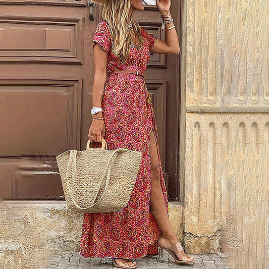 Boho Jurk Dames – Elegante Lange Jurk met Vloeiende Snit voor Zomer