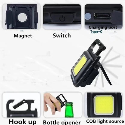 Mini LED Zaklamp Sleutelhanger 1800LM