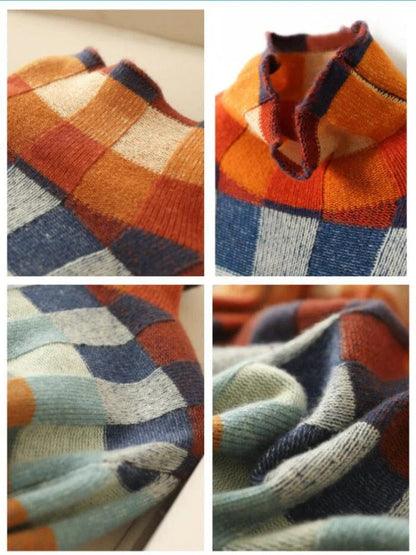 Dames Rollkragenpullover – Gemusterde Trui voor Herfst en Winter