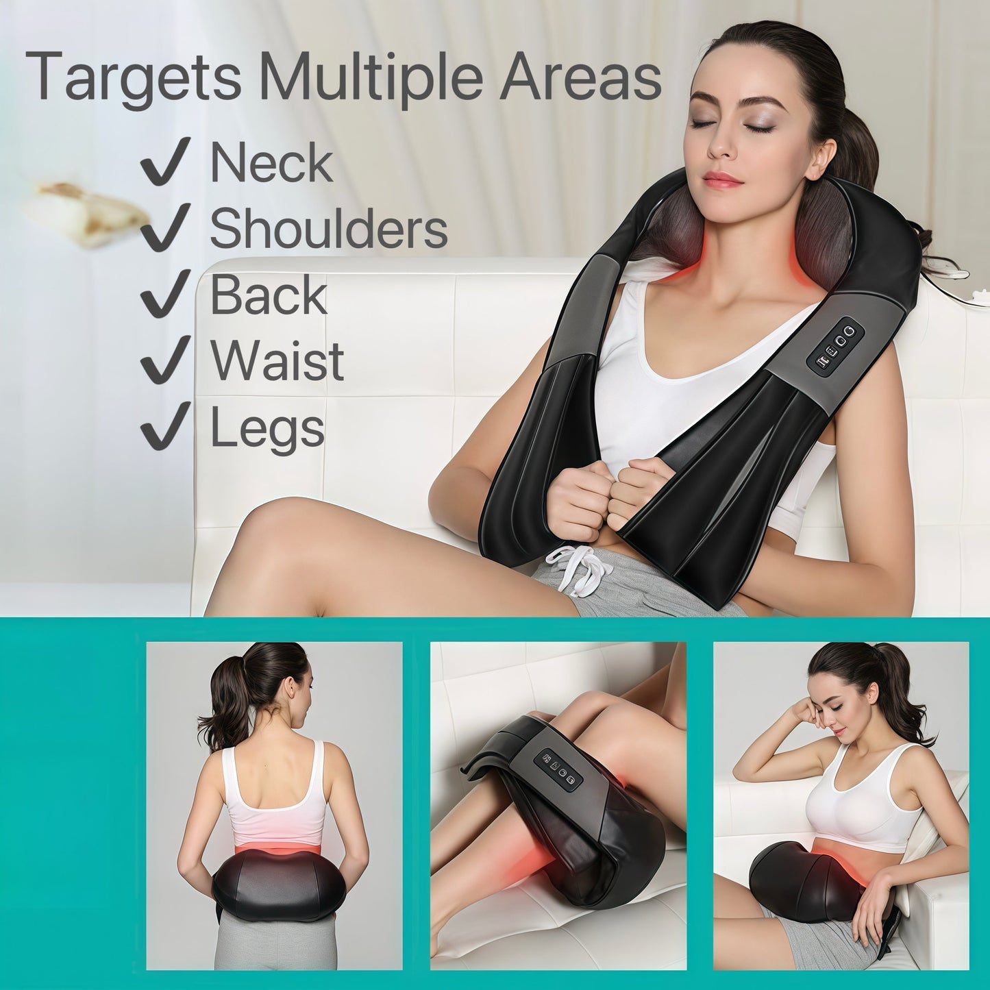 Nek Schouder Rug Massager Verwarmd Pijnverlichter