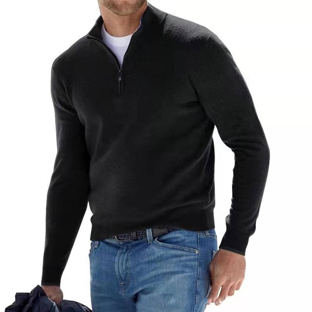 Merino V-hals trui met rits – Dames trui van 100% merinowol, stijlvol en warm