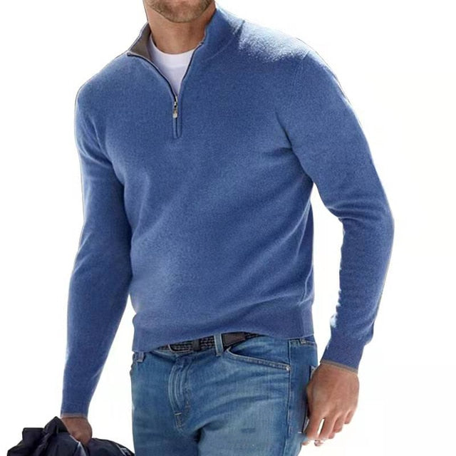 Merino V-hals trui met rits – Dames trui van 100% merinowol, stijlvol en warm