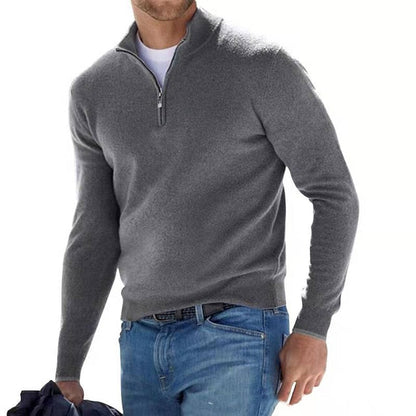 Merino V-hals trui met rits – Dames trui van 100% merinowol, stijlvol en warm