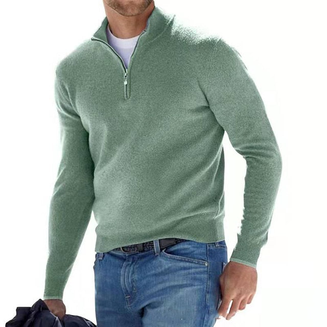 Merino V-hals trui met rits – Dames trui van 100% merinowol, stijlvol en warm