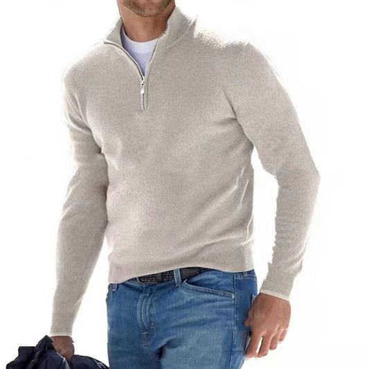 Merino V-hals trui met rits – Dames trui van 100% merinowol, stijlvol en warm