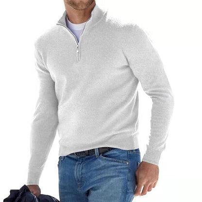 Merino V-hals trui met rits – Dames trui van 100% merinowol, stijlvol en warm