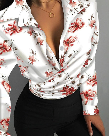 Blouse dames – Stijlvolle bedrukte blouse met comfortabele pasvorm en trendy design