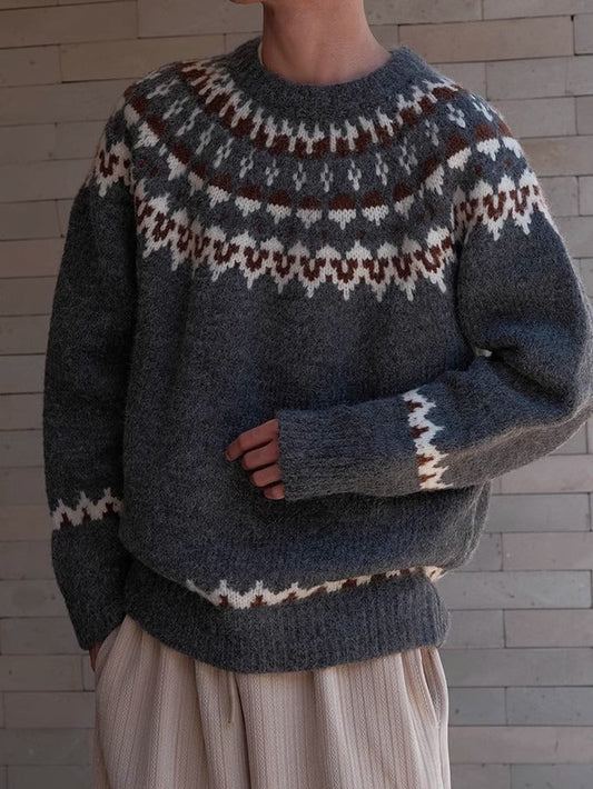 Heren Trui Vintage Ronde Hals – Comfortabele Gebreide Trui voor Herfst