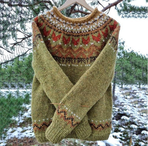 Vintage gebreide trui heren – Ronde hals trui van zachte wol voor casual stijl