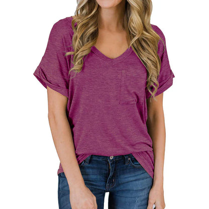 Dames V-hals T-shirt – Comfortabele en stijlvolle top voor casual en dagelijks gebruik