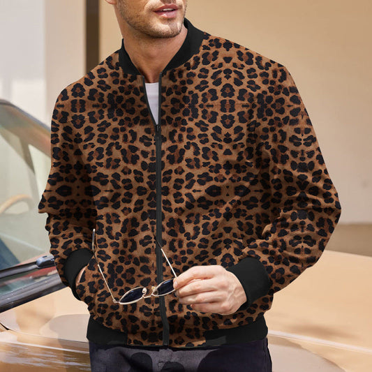 Heren Bomberjack Leopard – Stijlvolle Ritsjack met Dierenprint voor Casual Outfit