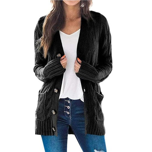 Gebreide cardigan dames – Cardigan met knopen, comfortabel en trendy