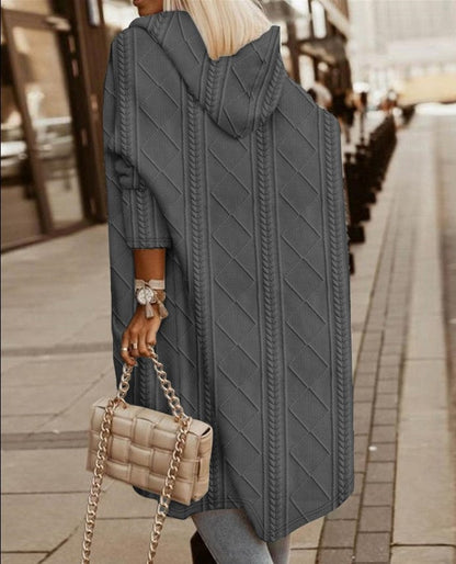 Langes Damenjacke mit Kapuze – Komfortabel und stilvoll für jede Gelegenheit