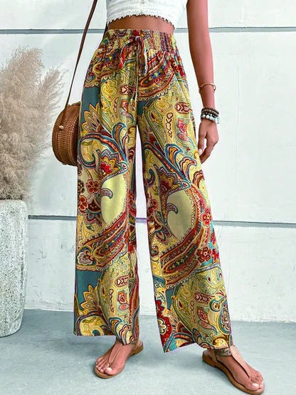 Wijde pijpen broek dames – Bedrukte casual broek met comfortabele pasvorm