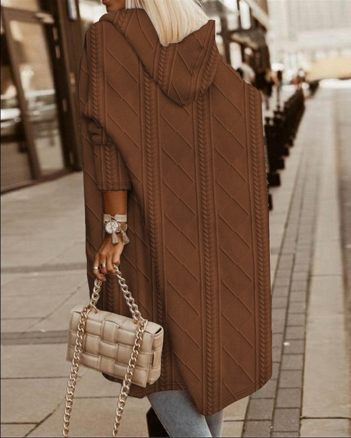 Langes Damenjacke mit Kapuze – Komfortabel und stilvoll für jede Gelegenheit