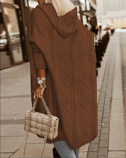 Langes Damenjacke mit Kapuze – Komfortabel und stilvoll für jede Gelegenheit