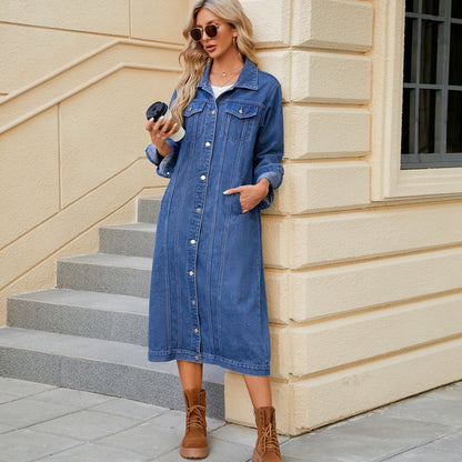 Dames Jeansjack Lange – Stijlvol Denim Jack met Slim Fit en Casual Look