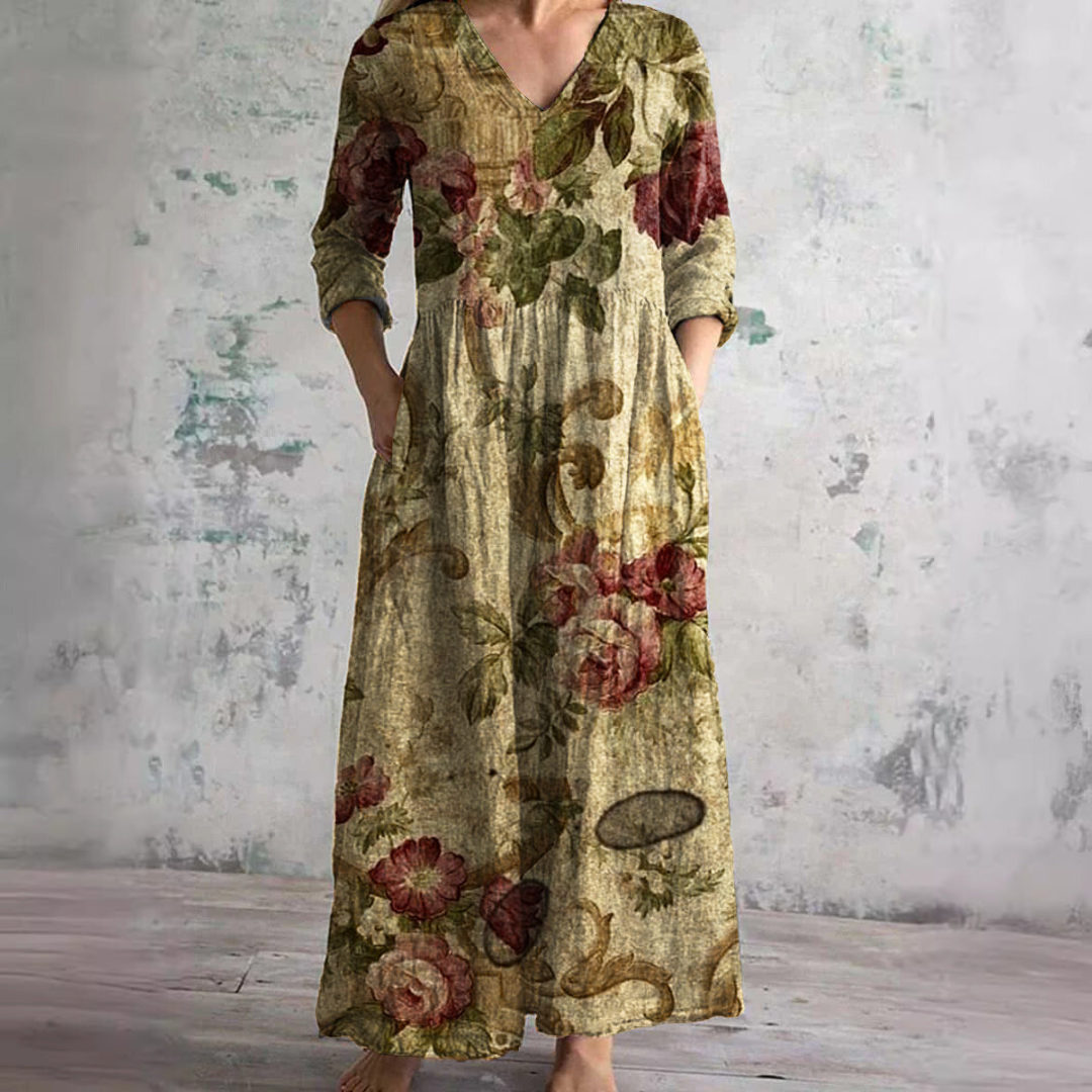 Zomerjurk Dames V-hals – Bloemenpatroon Elegante Jurk voor Zomerfeest