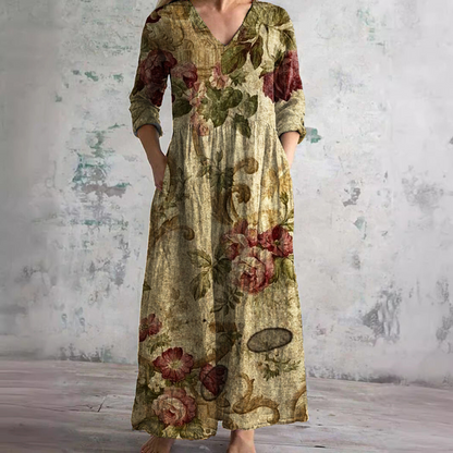 Zomerjurk Dames V-hals – Bloemenpatroon Elegante Jurk voor Zomerfeest