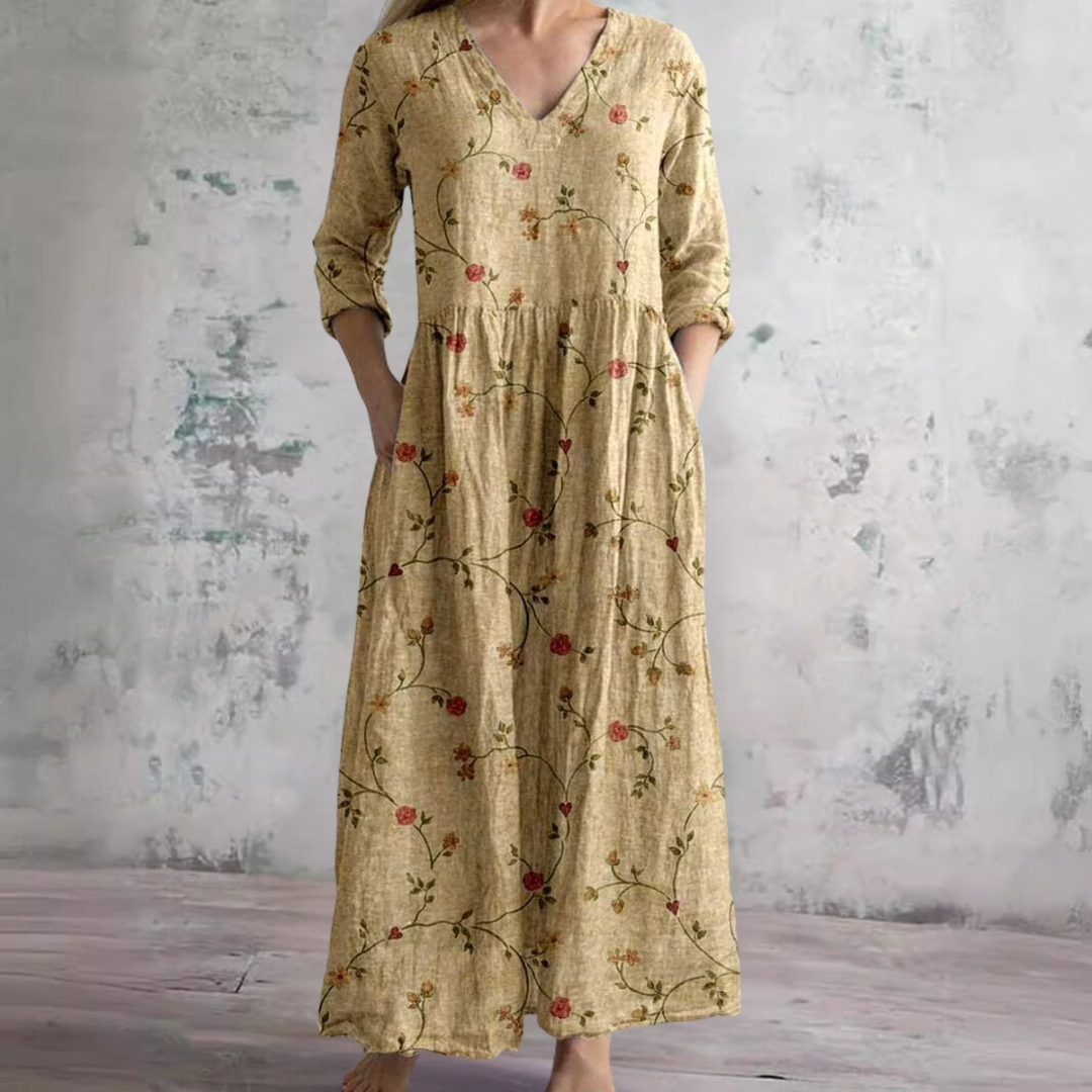 Zomerjurk Dames V-hals – Bloemenpatroon Elegante Jurk voor Zomerfeest