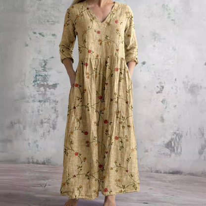 Zomerjurk Dames V-hals – Bloemenpatroon Elegante Jurk voor Zomerfeest