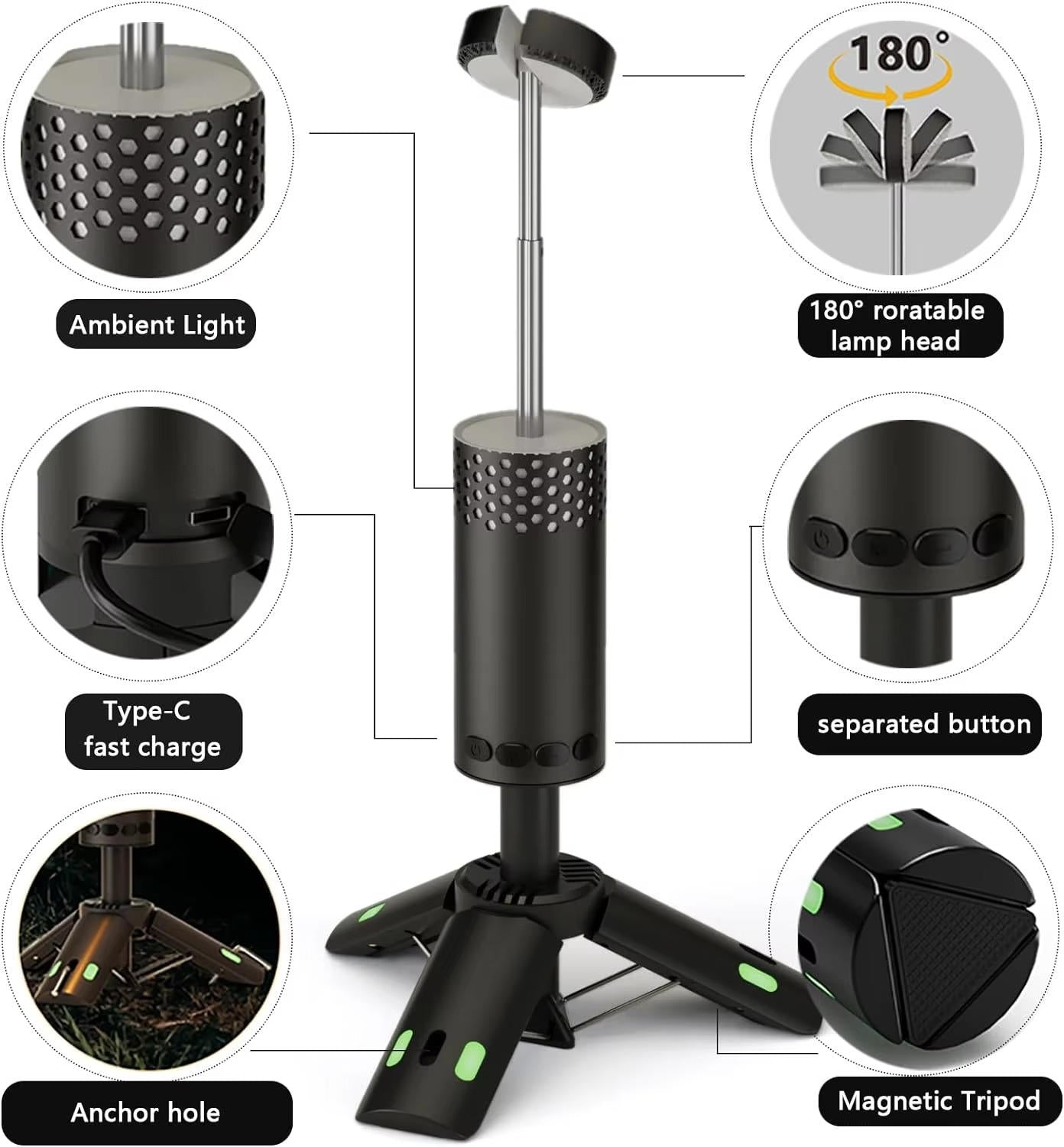Oplaadbare Campinglamp LED Draagbaar Verlichtingsapparaat