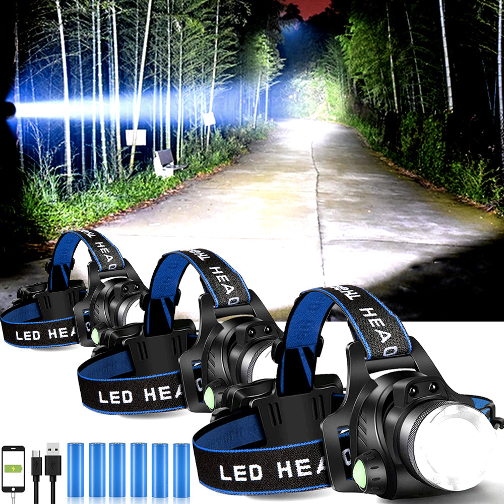 Oplaadbare LED Hoofdlamp met 2 Batterijen