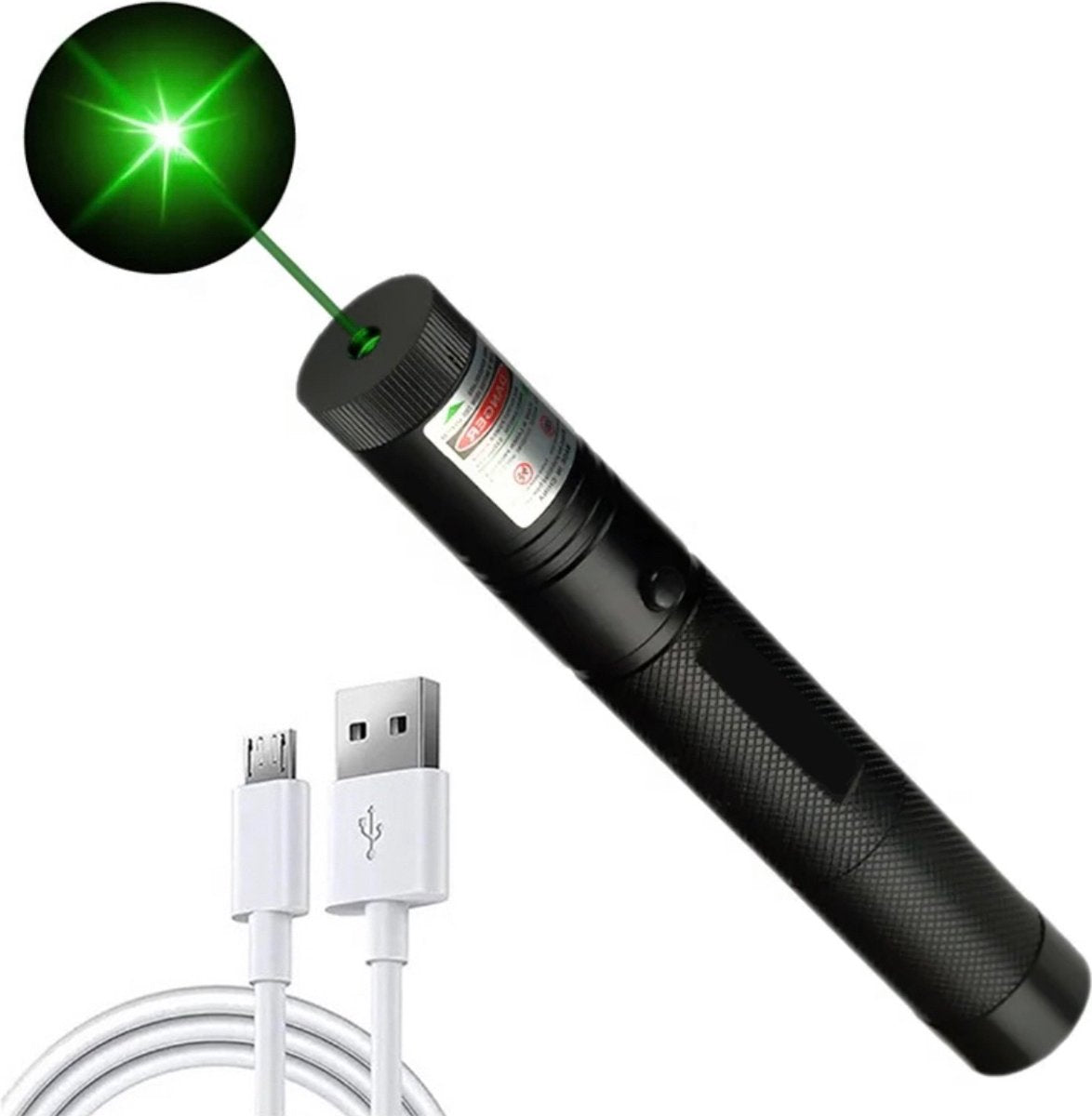 Oplaadbare Laserpointer USB Pen Groen Metalen