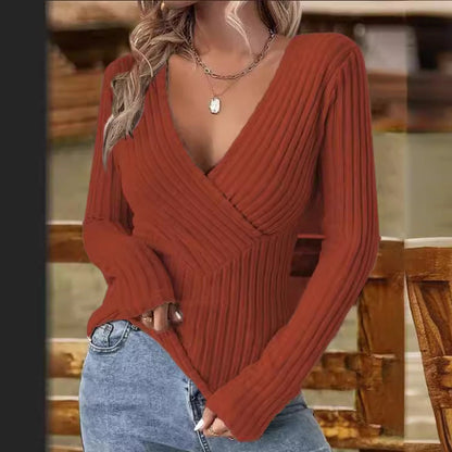 V-hals Trui Dames – Geribbelde Trui voor Casual en Chic Outfits