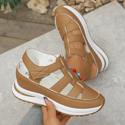 Platformsandalen – Klittenbandjes en Gewatteerde Zool voor Dames Comfortabel en Stijlvol