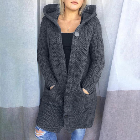 Gebreide mantel dames – Elegante lange cardigan van wol voor herfst en winter