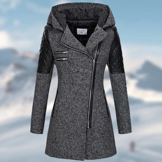 Asymmetrische mantel dames – Capuchon en rits, trendy en comfortabel