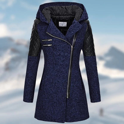 Asymmetrische mantel dames – Capuchon en rits, trendy en comfortabel