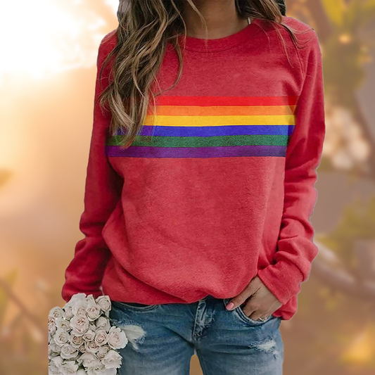 Regenboog Sweatshirt Dames – Katoenen Grafiek Trui voor Casual en Sportieve Stijl