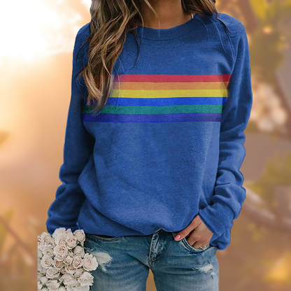 Regenboog Sweatshirt Dames – Katoenen Grafiek Trui voor Casual en Sportieve Stijl
