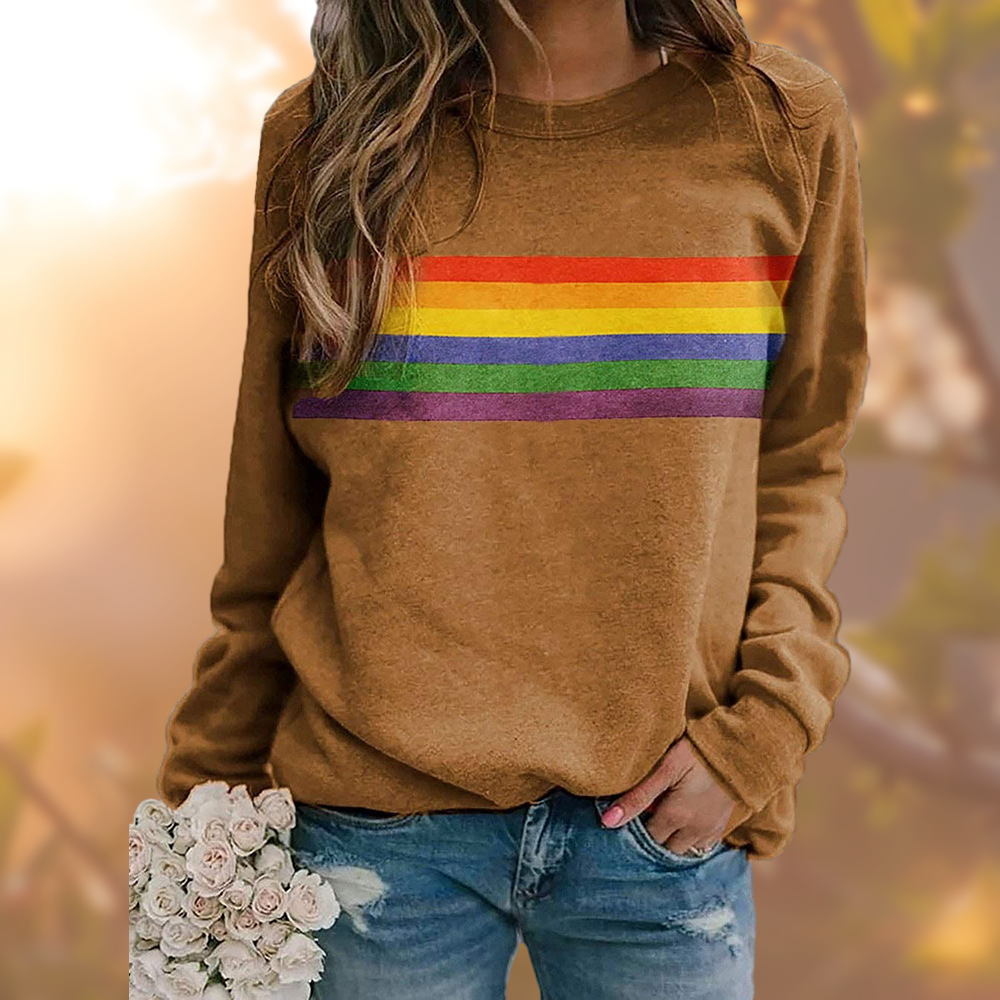 Regenboog Sweatshirt Dames – Katoenen Grafiek Trui voor Casual en Sportieve Stijl