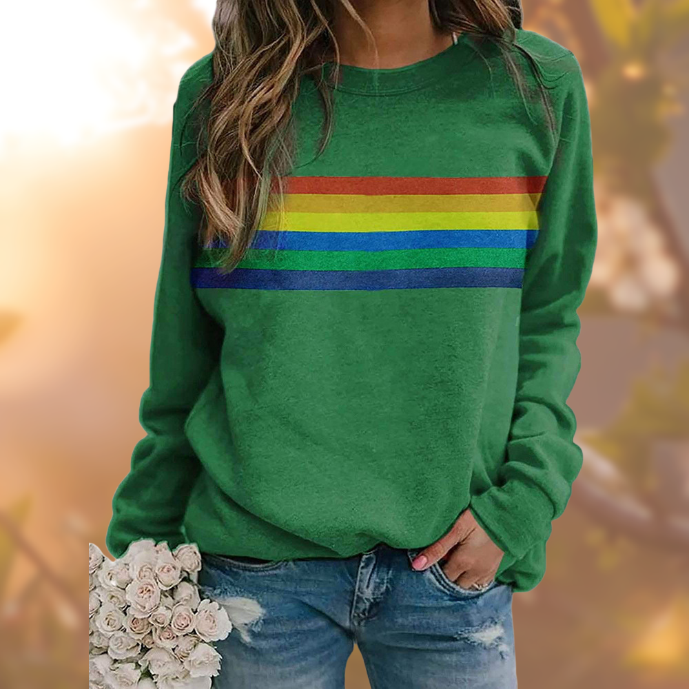 Regenboog Sweatshirt Dames – Katoenen Grafiek Trui voor Casual en Sportieve Stijl