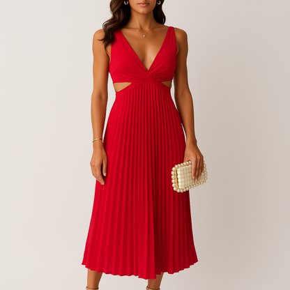 Plissé Jurk Dames – Elegante Satijnen Jurk voor Feest en Ceremonie