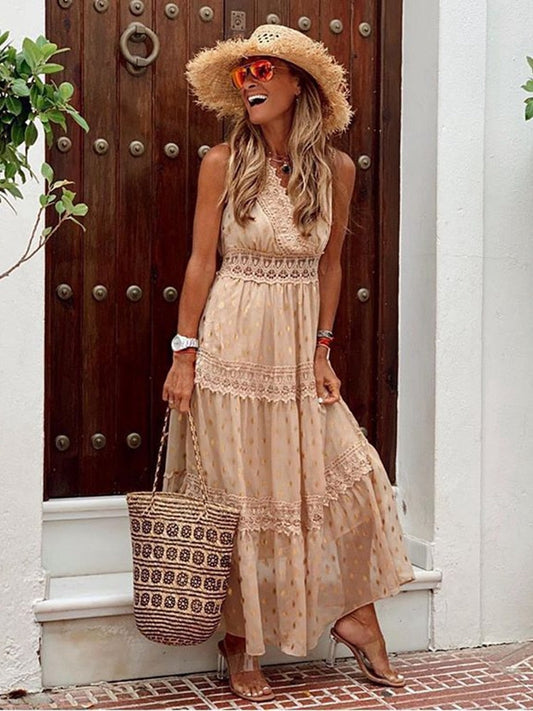 Jurk Boho Ibiza – Vloeiende maxi jurk met kleurrijke print voor zomerfeest