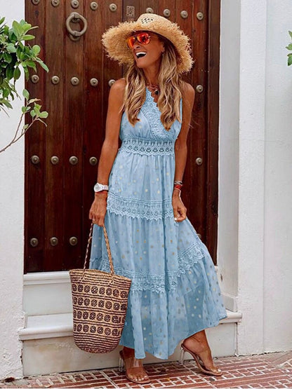 Jurk Boho Ibiza – Vloeiende maxi jurk met kleurrijke print voor zomerfeest