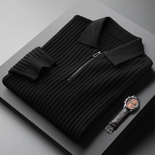 Polo-Pullover Heren – Comfortabele Rits Pullover van Katoen voor Casual Gebruik