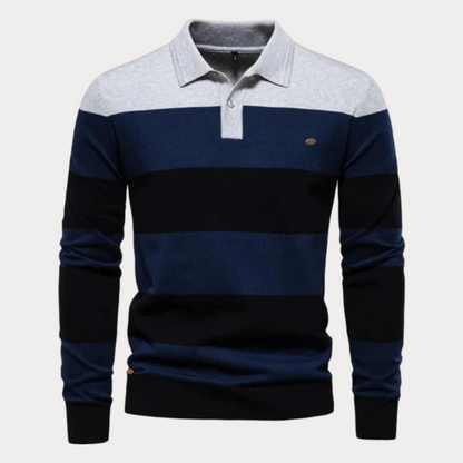 Herenpullover gestreept patroon – Comfortabele trui met kraag voor casual stijl