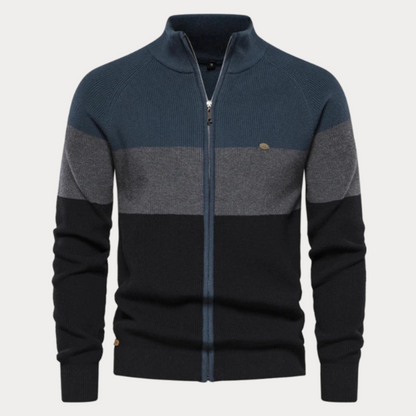 Heren Gebreide Vest – Patchwork-Kleur Trui voor Casual en Formele Gelegenheden